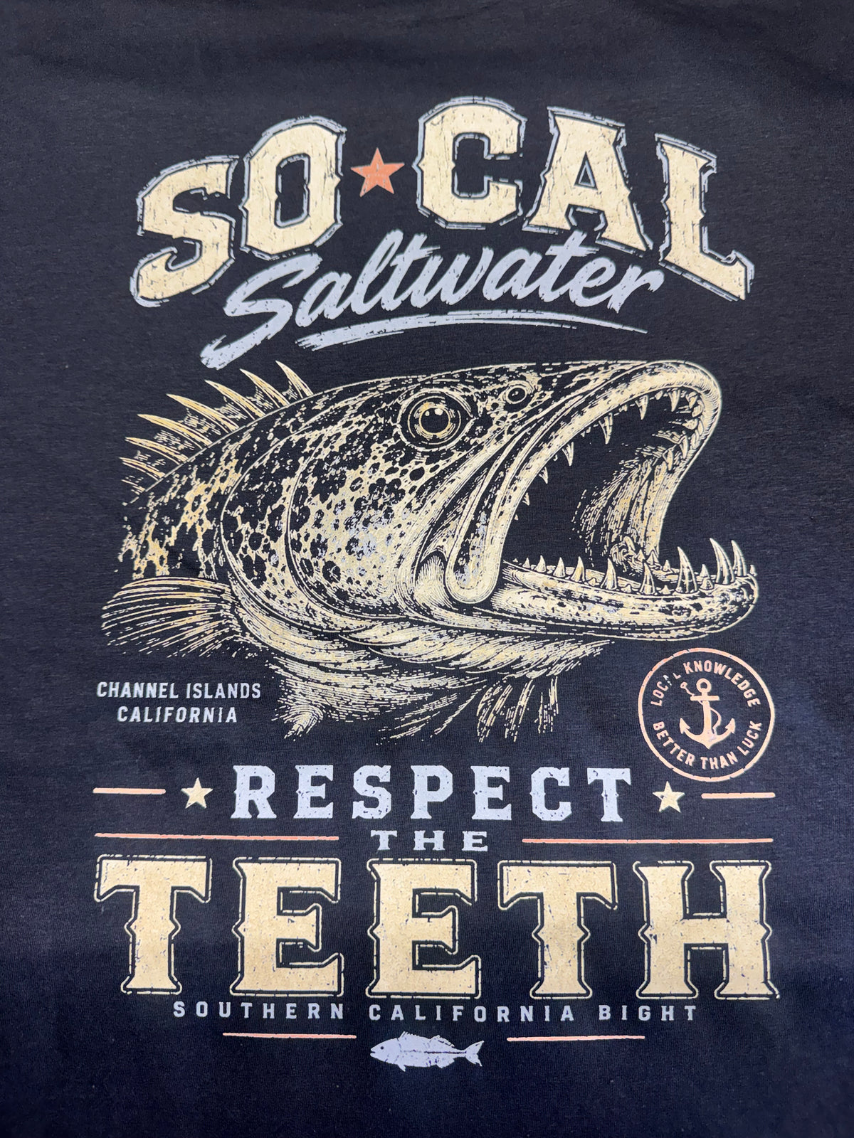 Respect the Teeth Retro Lingcod Tee – Black