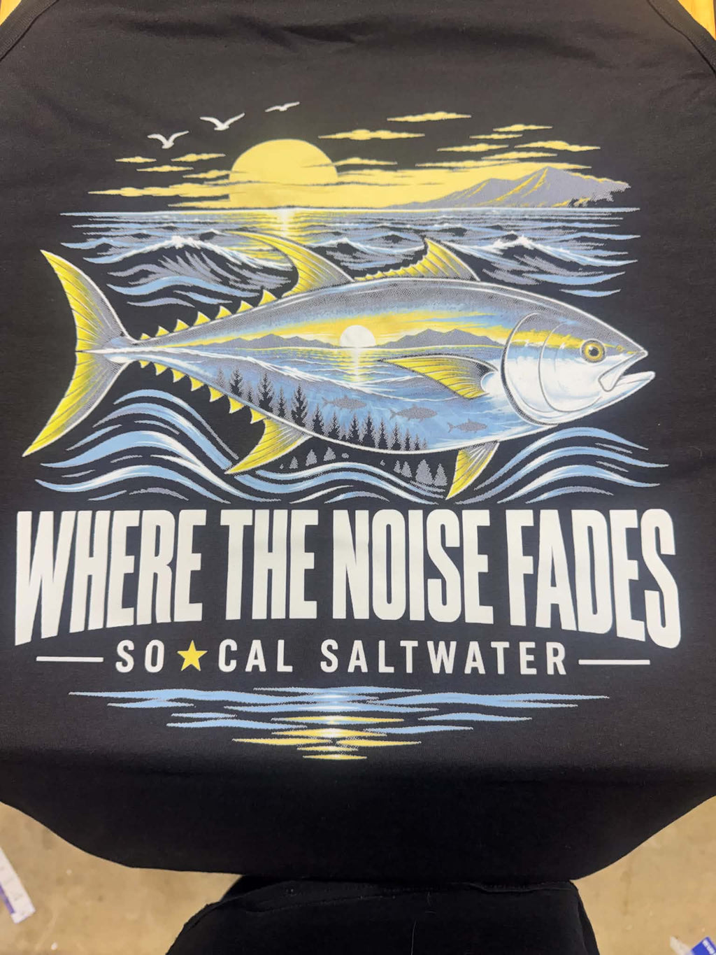 Where the Noise Fades Yellowfin Tuna Tee – Black